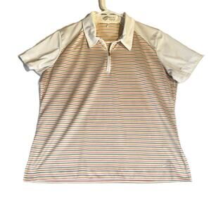 Nike Golf Fit Dry 1/4 Zip Polo Woman L 12-14 Wicking Green Yellow Red Pastel